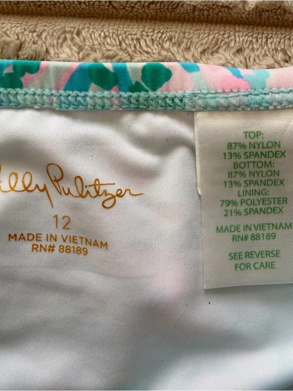 Lilly Pulitzer Girls Aqua, Pink & Green Floral Swim Bikini